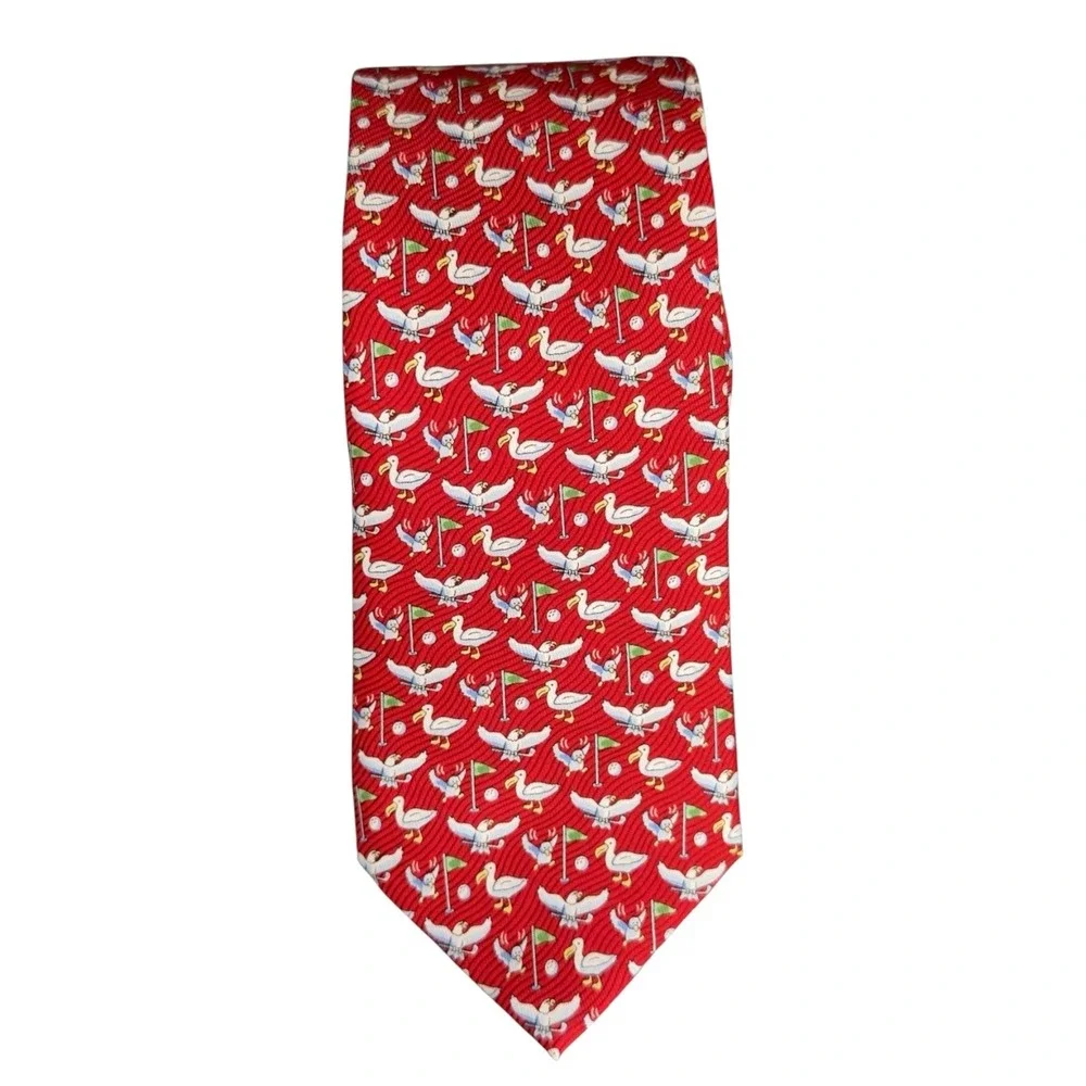 Vineyard Vines Under Par Golf Red Silk Tie